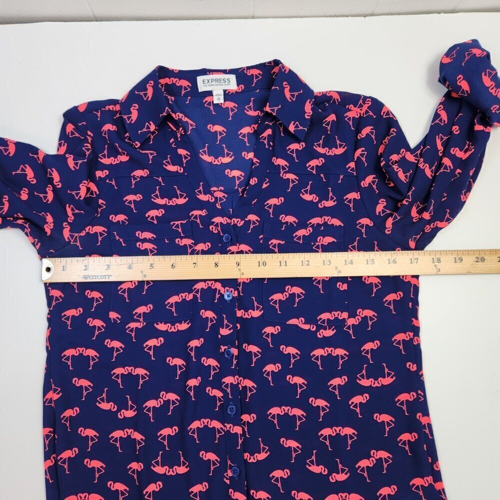 Express Portofina Flamingo Print Button Front Women's XS Extra Small - Picture 11 of 13